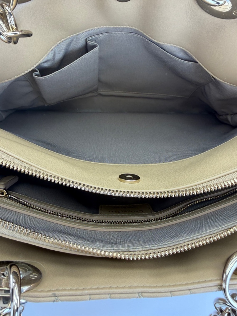 Christian Dior Tan Lambskin Soft Lady Cannage Quilted Chain Tote - Picture 12 of 16